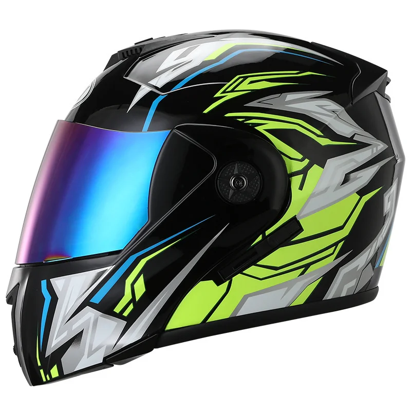 

2021 Flip Up Safety Racing Modular Motorcycle Helmet Double Visors Dual Lens Full Face Motocross Motorbike Helmet DOT Approved