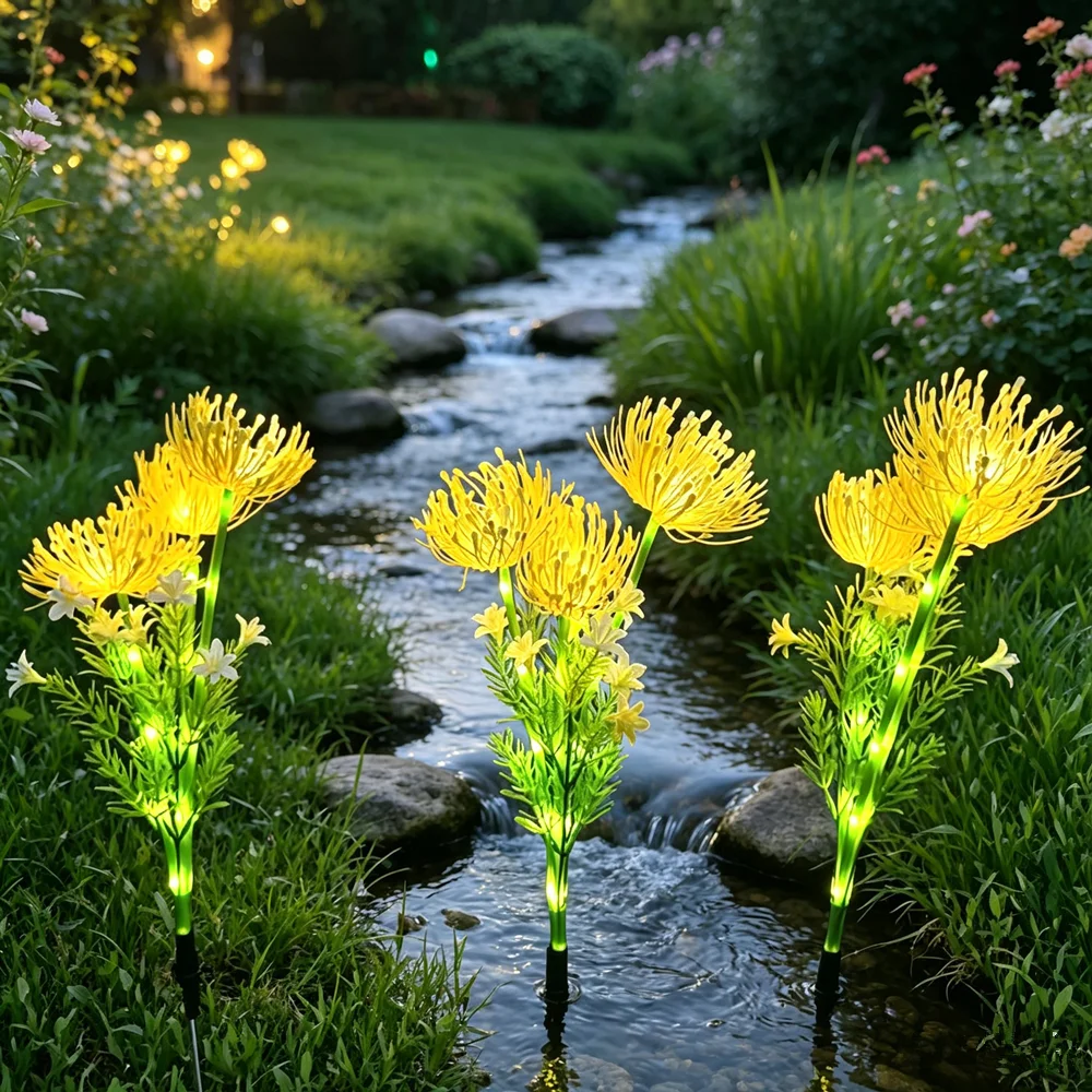 LED Summer Outdoor Holiday Wedding Simulation Eternal Flower Solar Lawn Lamp for Garden Yard Path Party Atmosphere Decoration