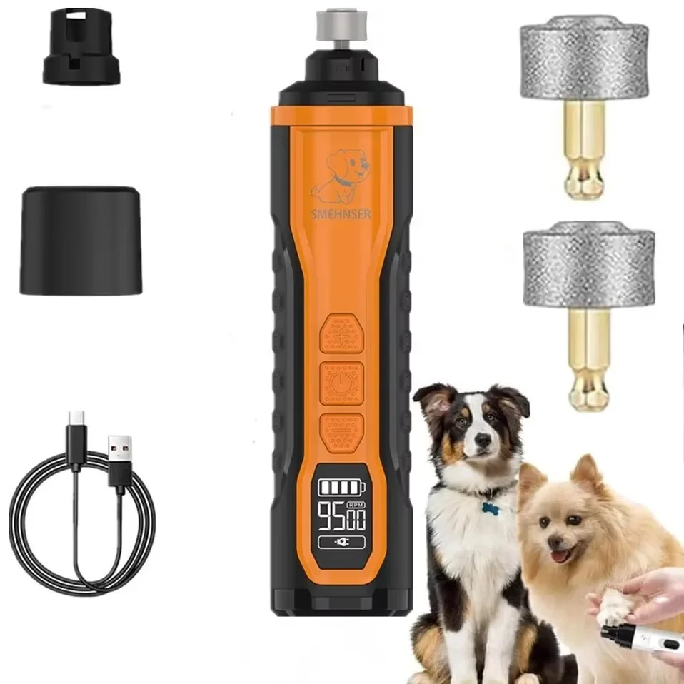 Pet Electric Nail Grinder Rechargeable Dog Paw Grooming Nail Clipper LED Light 5 Speeds Adjustable Cat Claw Nail Grinder
