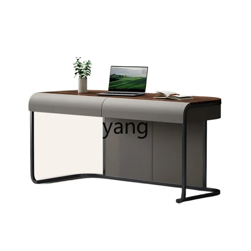 Yjq Walnut Desk Modern Light Luxury Solid Wood Home Minimalist Desk