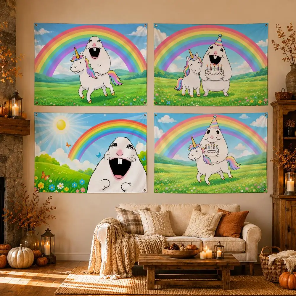 Meme Hamster Meme Flags Flags for Room, Bedroom, Home, Outdoor, Wall Hanging, Concert Print, Art Banner
