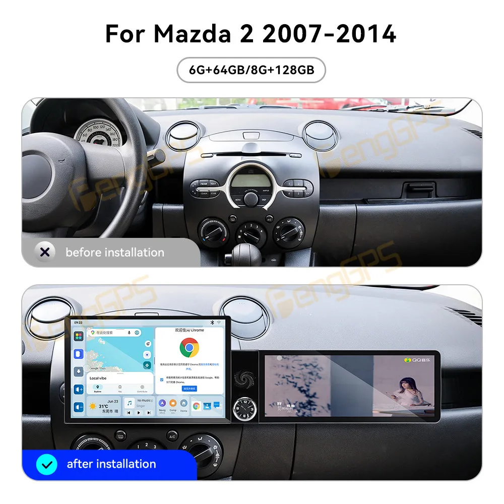 Car Accessories Radio For Mazda 2 2007-2014 Android Auto GPS Navigation Multimedia Stereo Receiver Head Unit Offline Maps