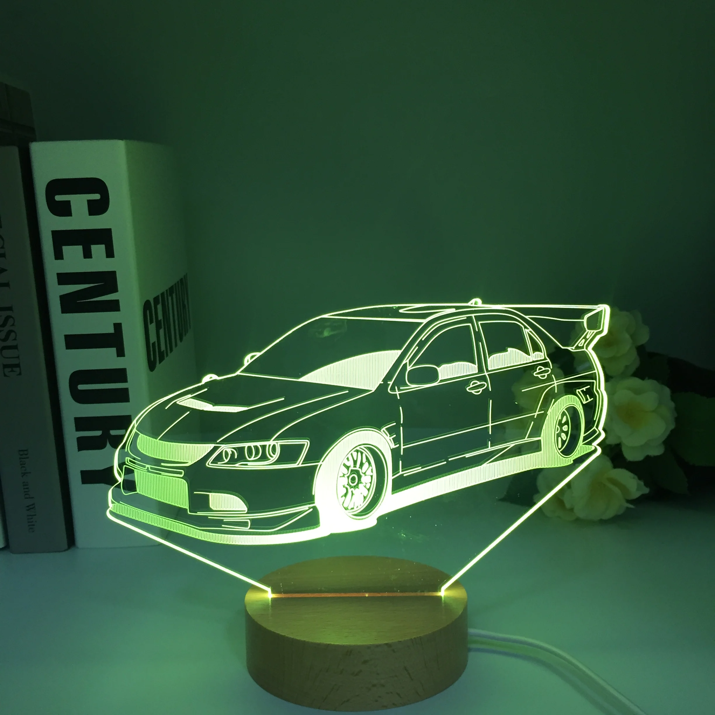 Sports GT Car 3D Illusion Lamp for Child Bedroom Decor Nightlight Wooden Colors Changing Event Prize Led Night Light Supercar