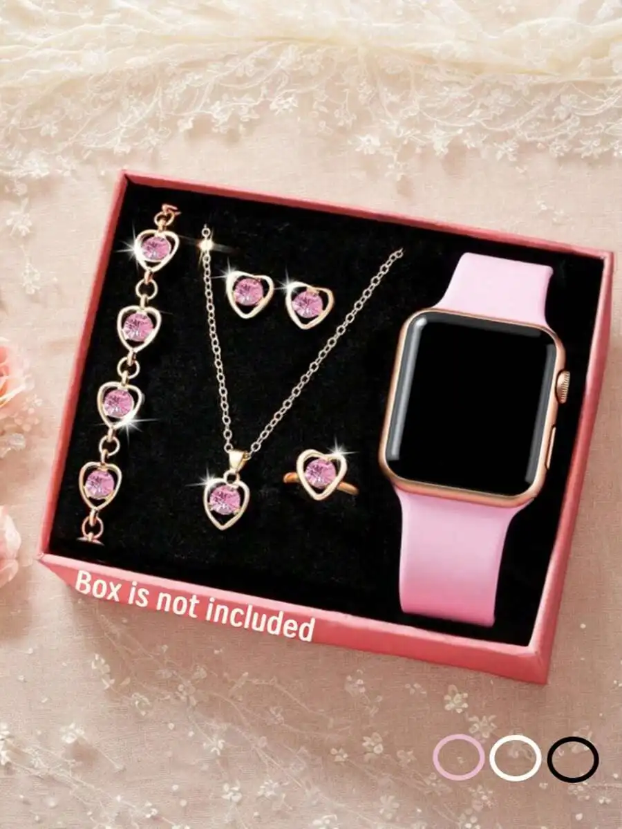 

6/1pc Girls Fashion Elegant Classic LED Digital Display Square Electronic Watch, Suitable For Girls, Comes With Bracelet,