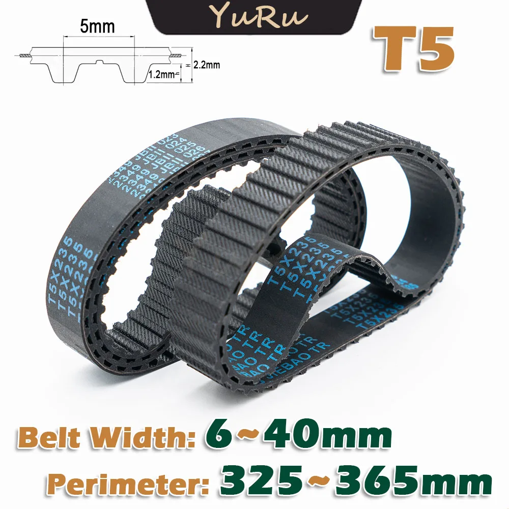 T5 Type Width 6~40mm Rubber Closed Loop Timing Belt Perimeter 325 330 335 340 345 350 355 360 365mm CNC Drive Transmission Belt