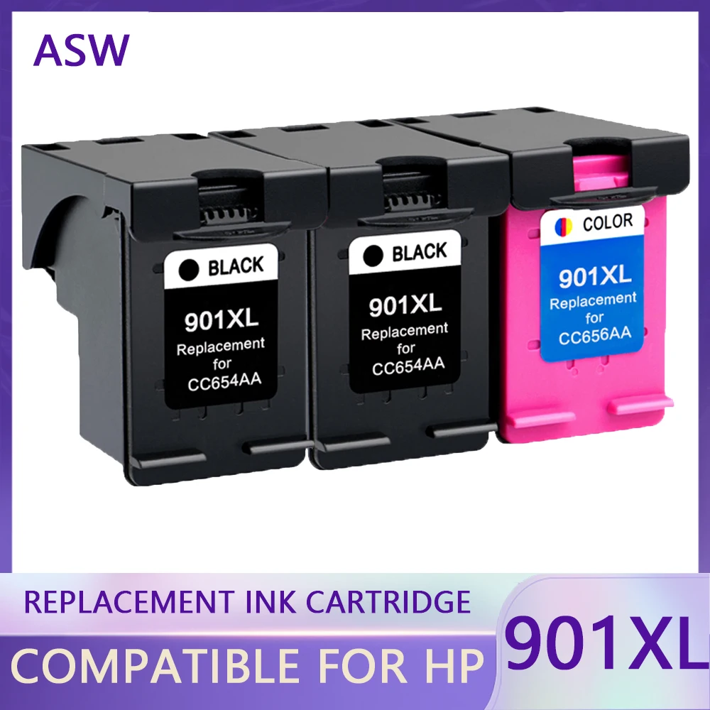 ASW Re-manufactured 901XL cartridge Replacement for HP 901 Ink Cartridge for Officejet 4500 J4500 J4540 J4550 J4580 J4640 4680