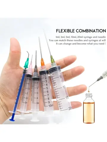Glue Applicator Syringe with Blunt Tip Needle and Cap, for Liquid, Glue, Ink, Perfume, Lip Gloss Making