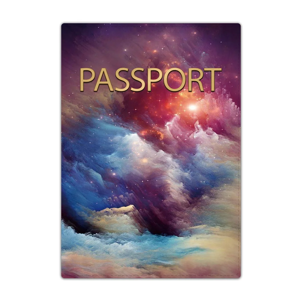 Porte-passeport de voyage en cuir Transparent, porte-cartes d\'identité, porte-cartes de crédit, pochette, motif d\'espace