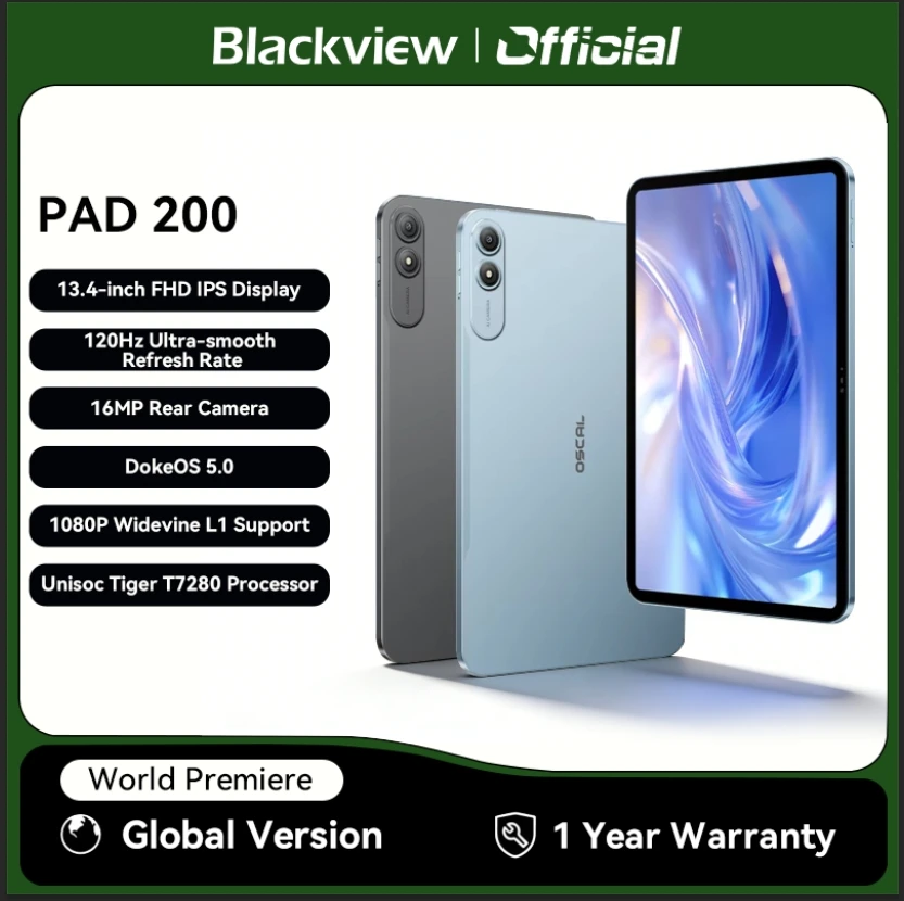 Blackview OSCAL Pad 200 - 13.4" Android Tablet, 120Hz, 4G LTE