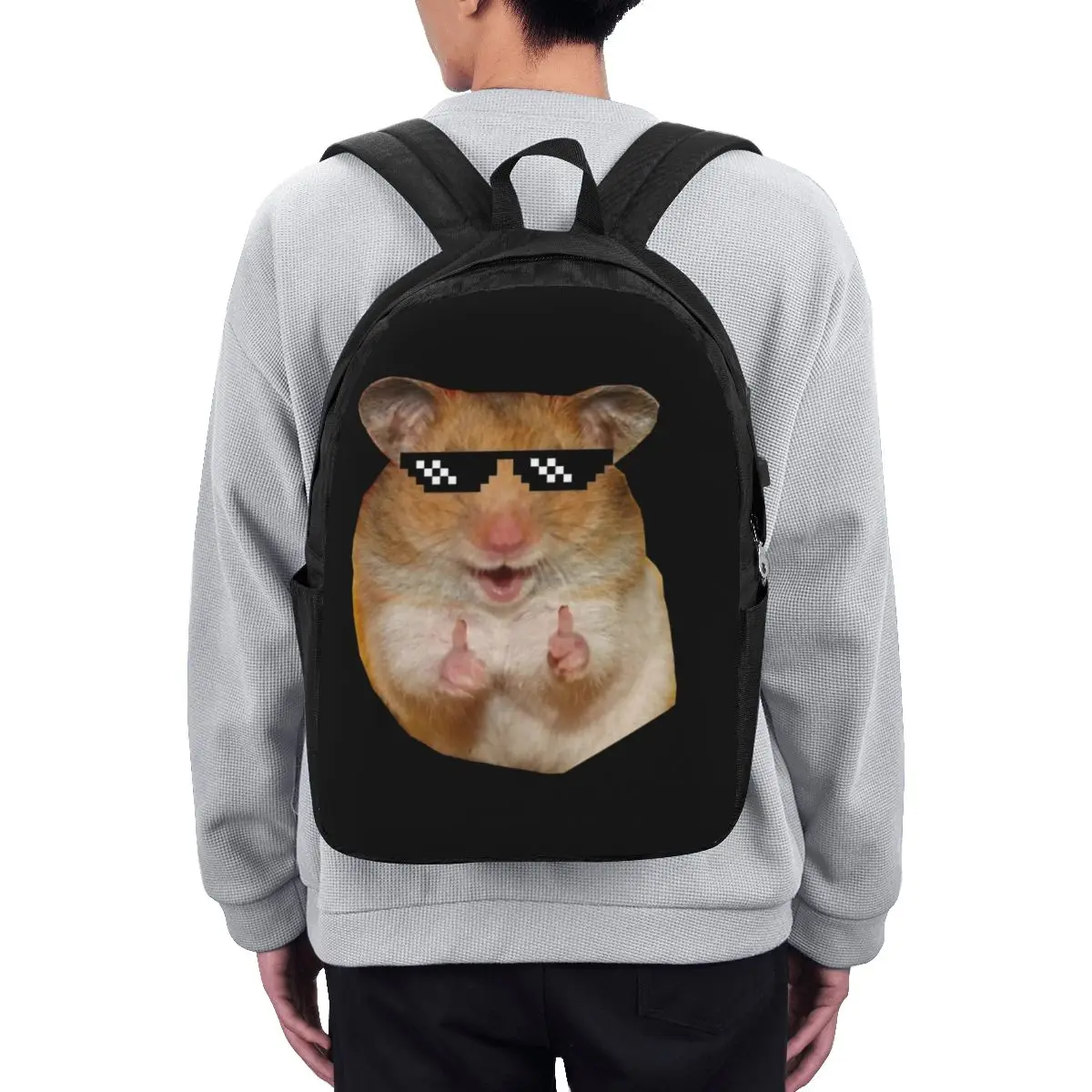 Funny Hamster Backpack Travel Notebook Bag Computer College Student School Bag Laptop Shoulder Bags for Men Women view 2