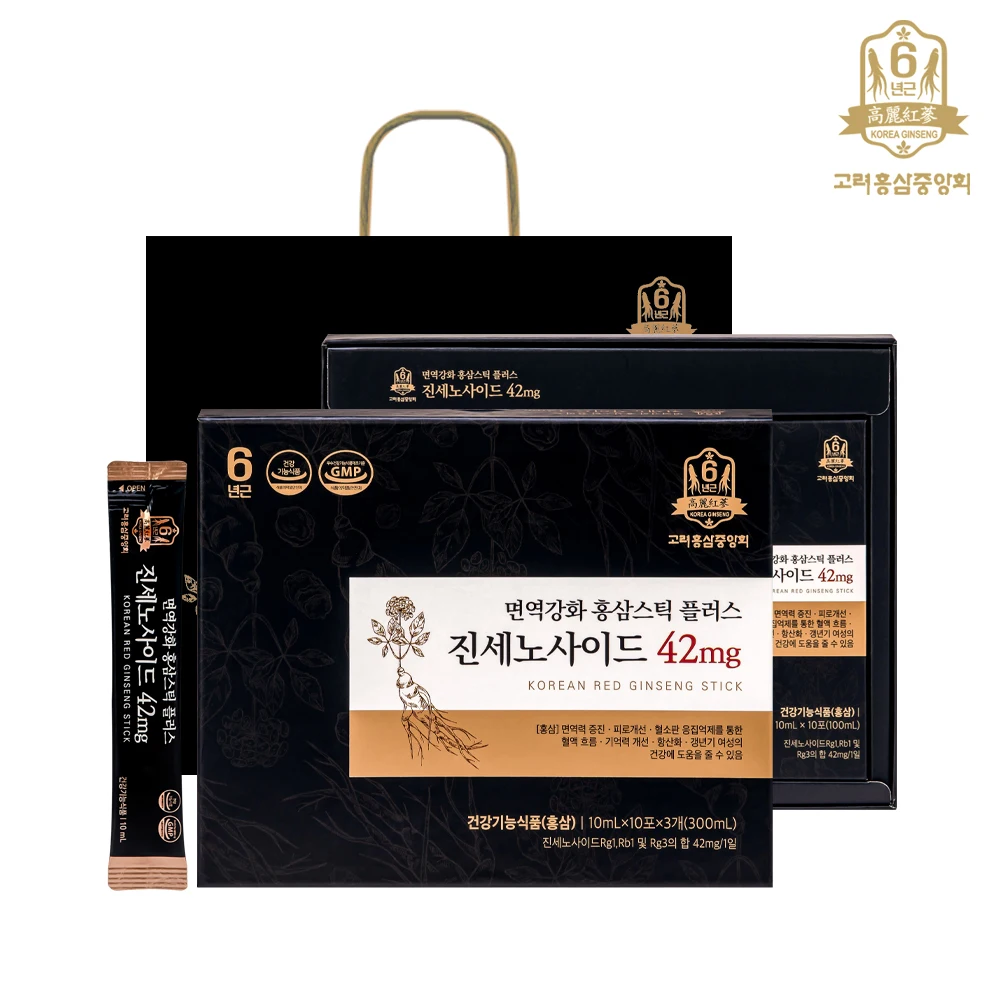 Palo de ginseng rojo mejorado inmune de la Federación de Ginseng Rojo de Corea más 42 mg Lado de Ginseno 30 pox 2 cajas (00713-2)