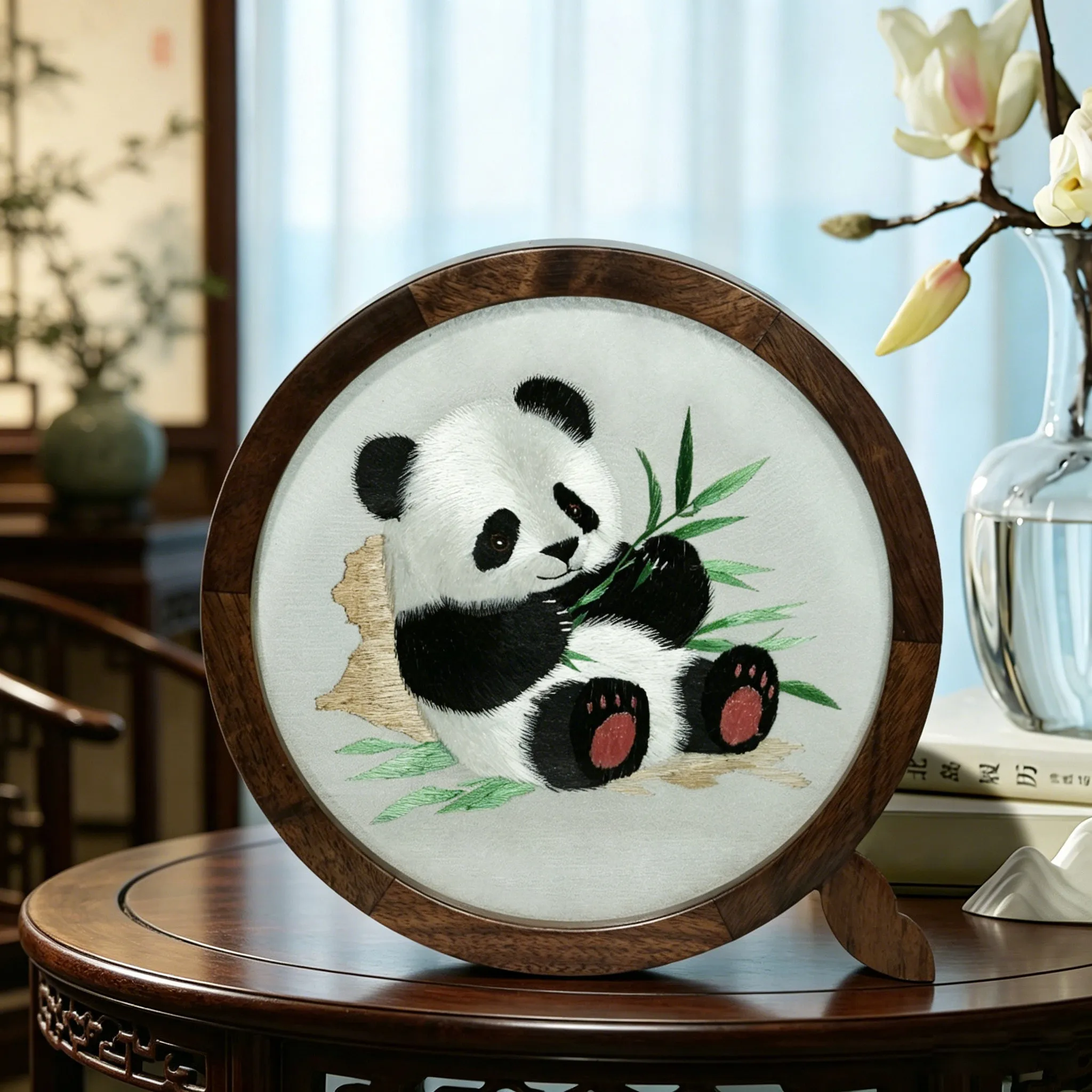 For Panda handmade double-sided embroidery embroidery ornament set gift