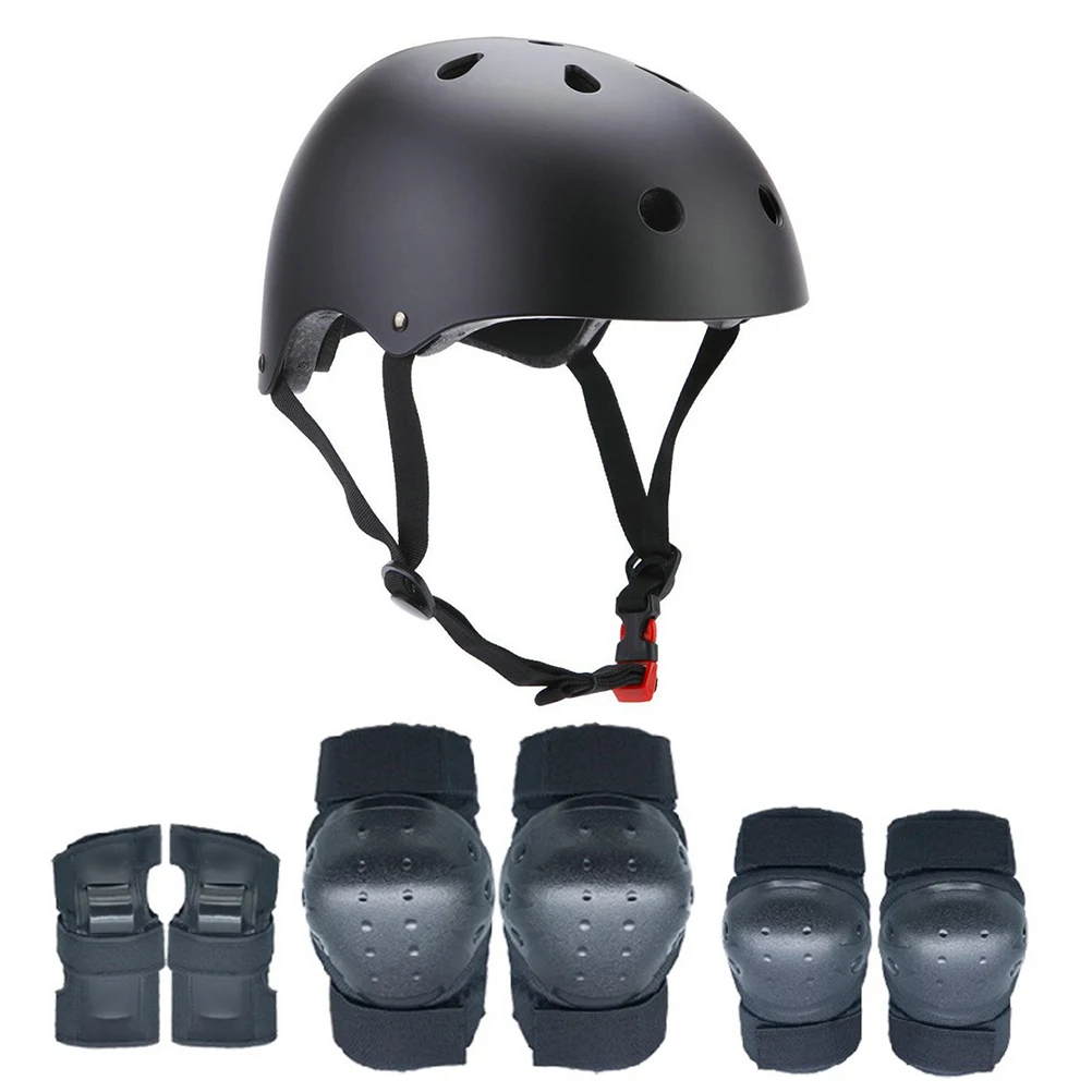 

Kids Protective Gear Shock Resistant Durable Air Vents Thickened Sponge Adjustable Buckle Black Child Knee Brace Head