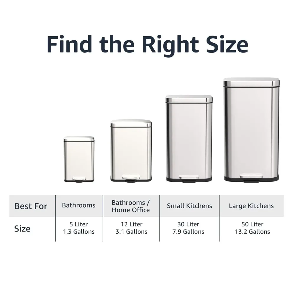 Lixeira de aço inoxidável 30L com pedal de fechamento suave, resistente a manchas, 7,9 galões para escritório doméstico