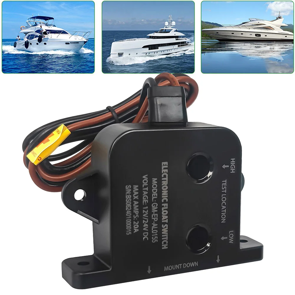 Water Level Sensor Switch for Marine Bilge Pumps 12V 24V with Automatic Float Activation and IP67 Waterproof Housing