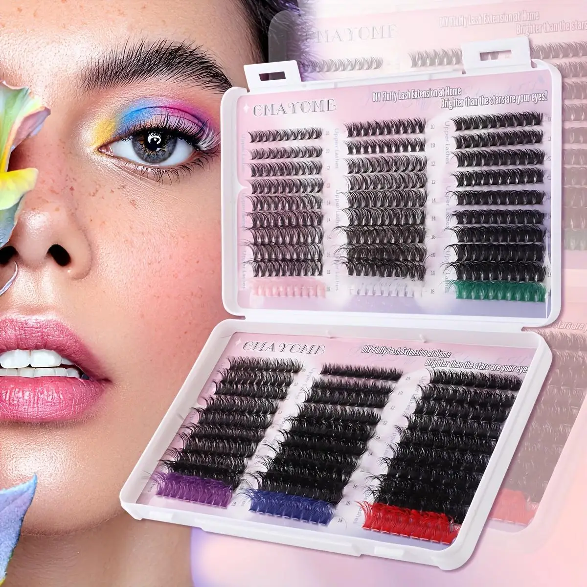 571 Stück DIY-Wimpernbündel – Farbmischung, D-Rolle, anfängerfreundlich, wiederverwendbar, Länge 9–16 mm