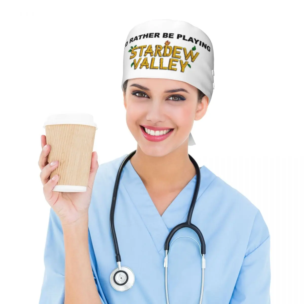 I'd Rather Be Playing Stardew Valley Scrub Hat Doctor Working Surgical Cap Unisex Adjustable Nursing Caps for Dentist