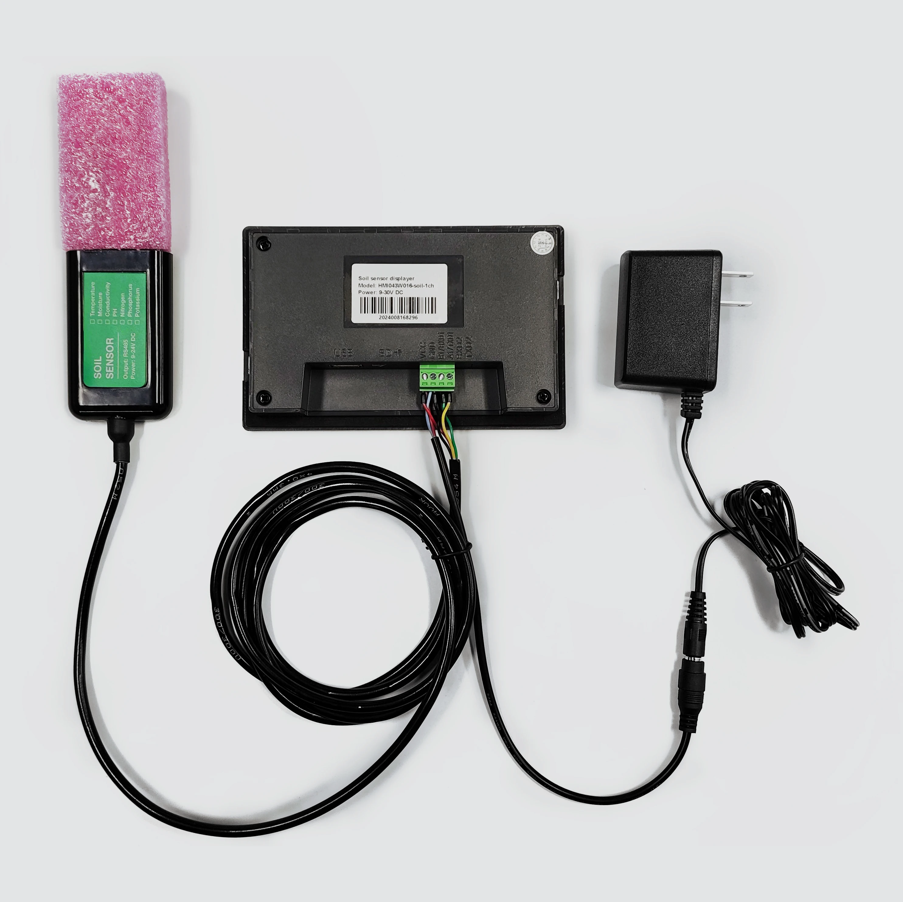 Soil Moisture Temperature Humidity EC PH Salinity NPK 8 In 1 Sensor With HMI Touch Screen Kit