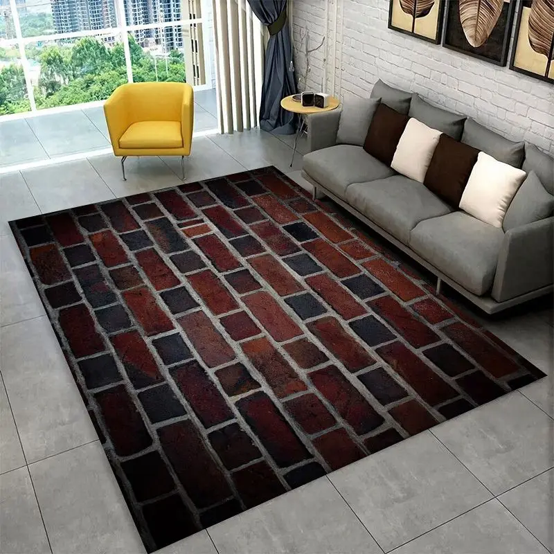 Retro Brick Art Stone Large Area Rug Non-slip Durable Carpet for Bedroom Living Room Sofa Doormat Home Decor Floor Mat Gift