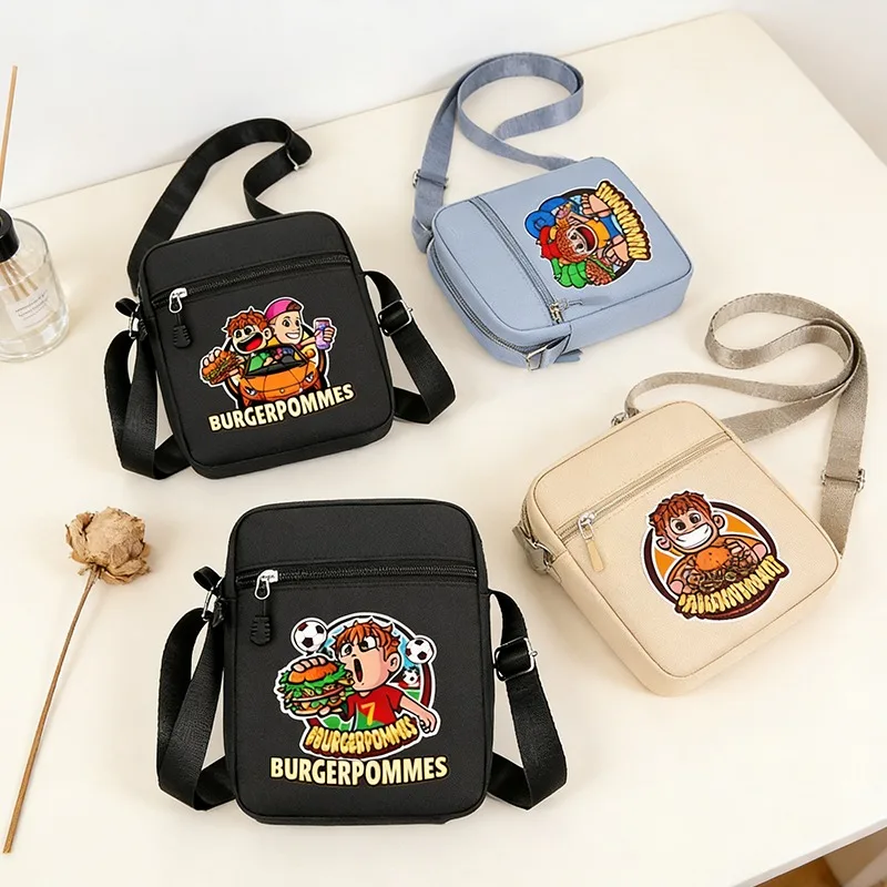 バーガーポムス Icrimax ボーイズクロスボディバッグショルダーバッグ漫画アニメプリントポケットポータブル大容量ハンドバッグ女性ギフト