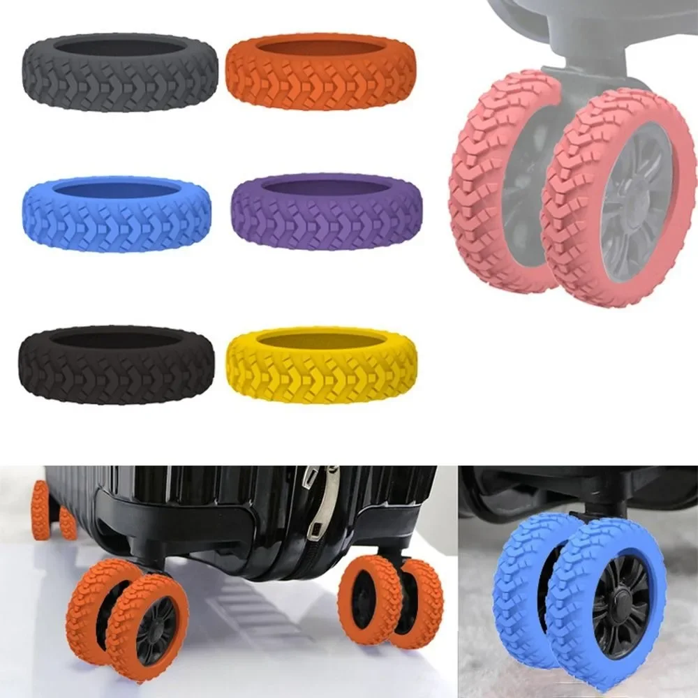 8/4Pcs Silicone Travel Luggage Caster Shoes Reduce Wheel Wear Suitcase Parts Axles Trolley Box Casters Cover with Silent Sound