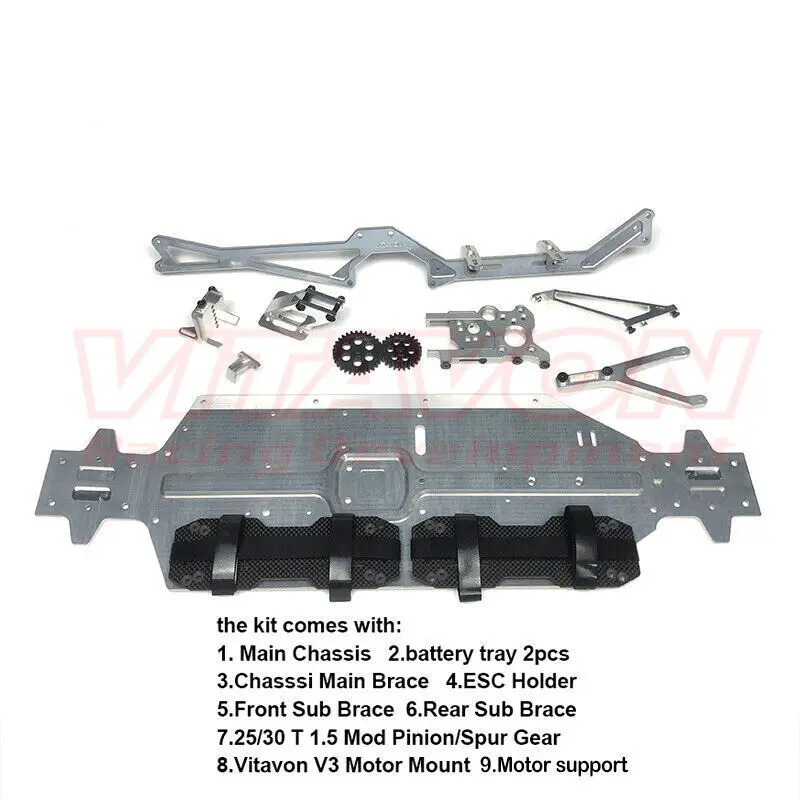 VITAVON CNC Alu 7075 Redesigned Chassis Kit For Kraton 8S Max 4 Combo