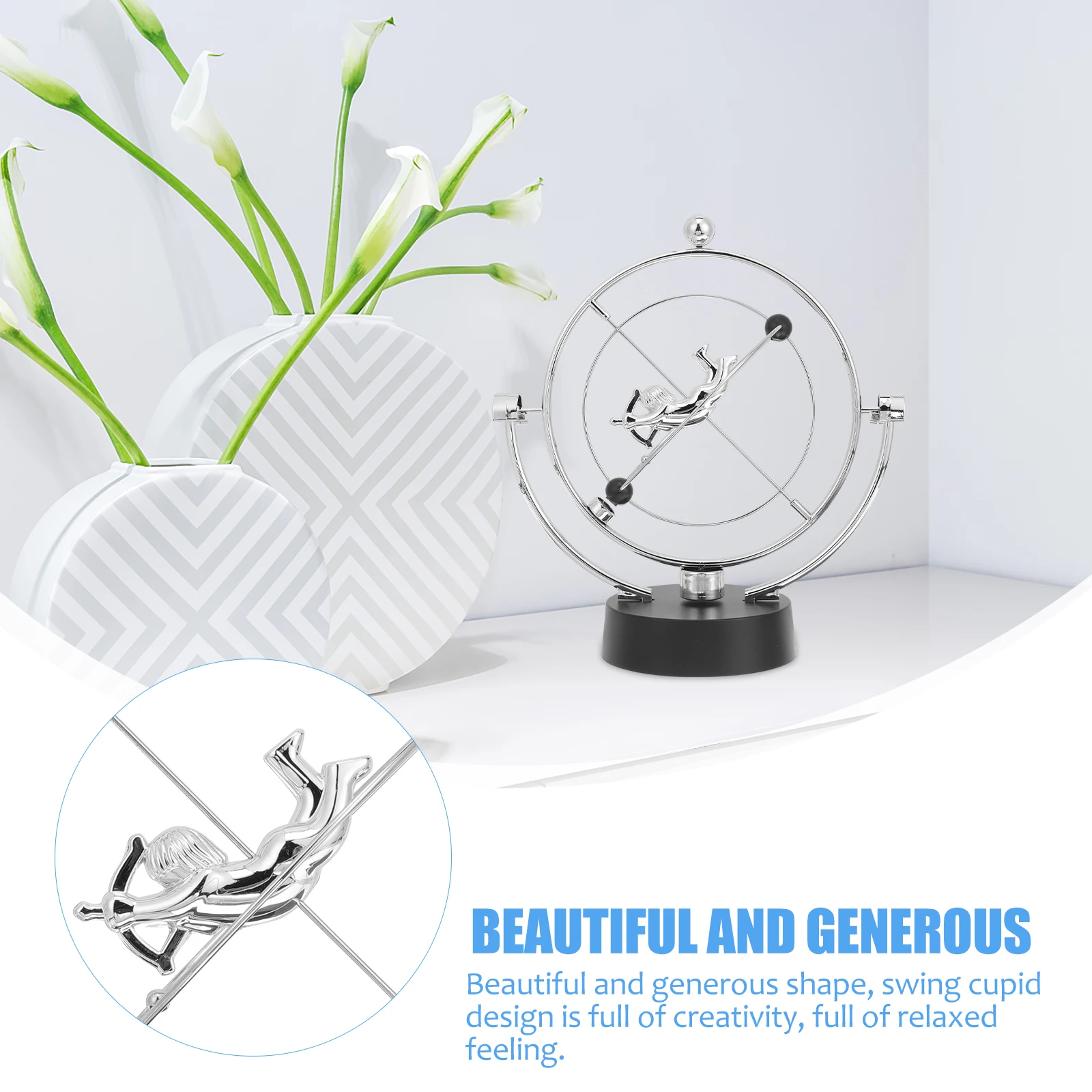 

Creative Perpetual Motion Desk Cupid Swing Design Tabletop Ornament Decompression Device Physics Science Gadget Unique