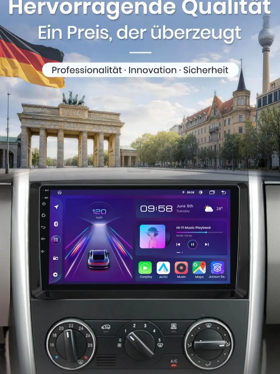 Junsun CarPlay Android Auto Radio voor Mercedes Benz W169 W245 B200 W906 Sprinter W639 Vito 2DIN Multimedia Speler GPS Navigatie - afbeelding 2
