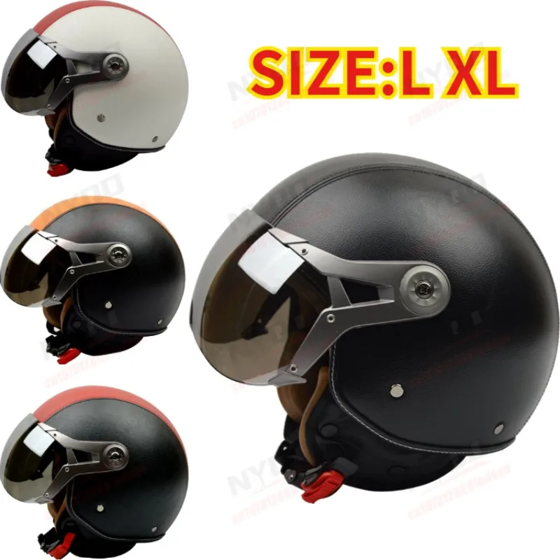 

3C Certified Electric Motorcycle Half Helmet, Adult Retro Half Cover Four Seasons Helmet for Men Women Commuter