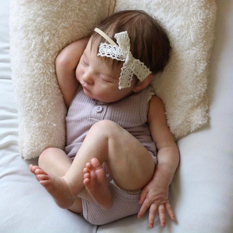 

BZDOLL 20inch 50cm Asleep Reborn Doll (Vinyl Limbs, Cloth Body), 3D Skin & Veins, Newborn Gift Toy