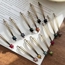 Super beautiful bangs hair clip ~ Korean black bean shaped clip with side clip and top clip, metal retro copper color
