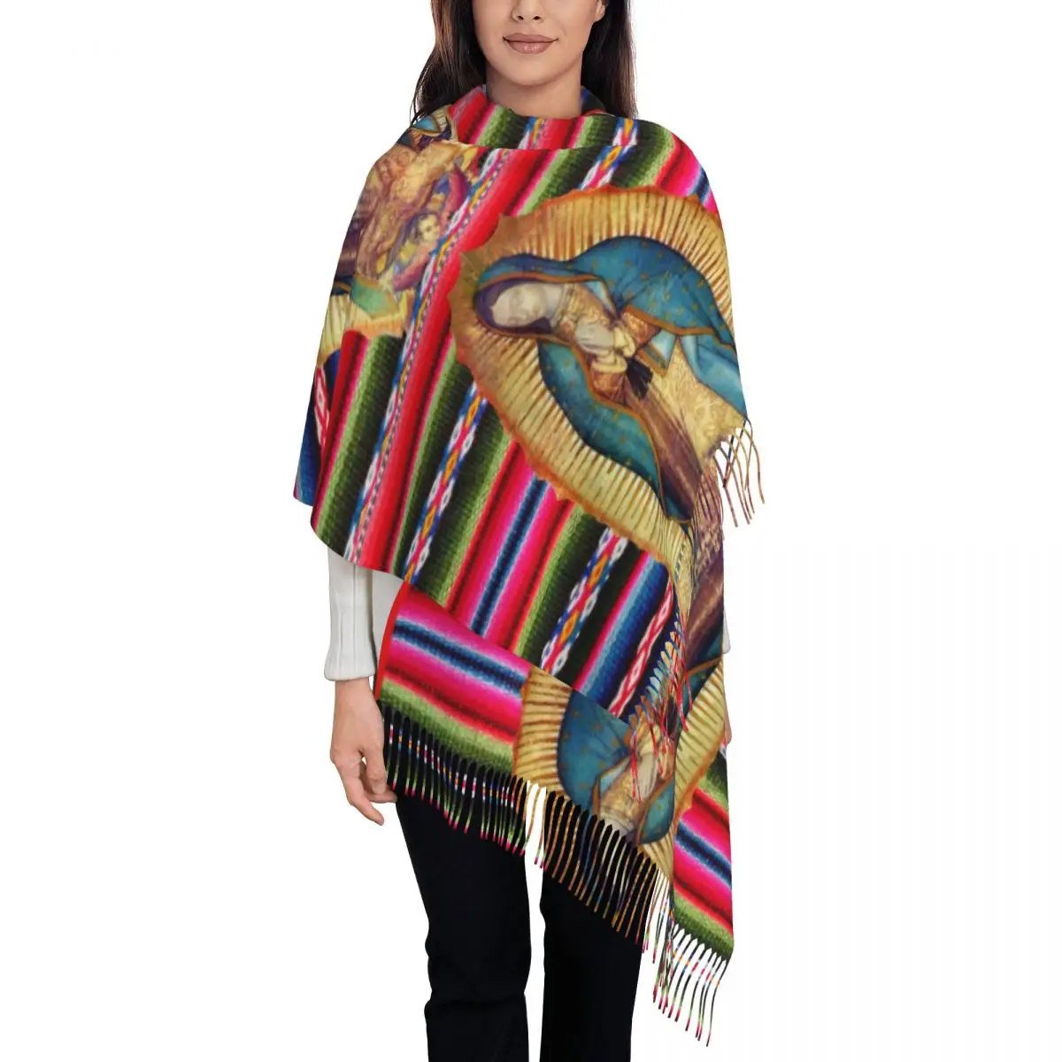 Our Lady Of Guadalupe Virgin Mary Shawl Wrap Women Winter Warm Large Long Scarf Neckerchief Shawl Scarves