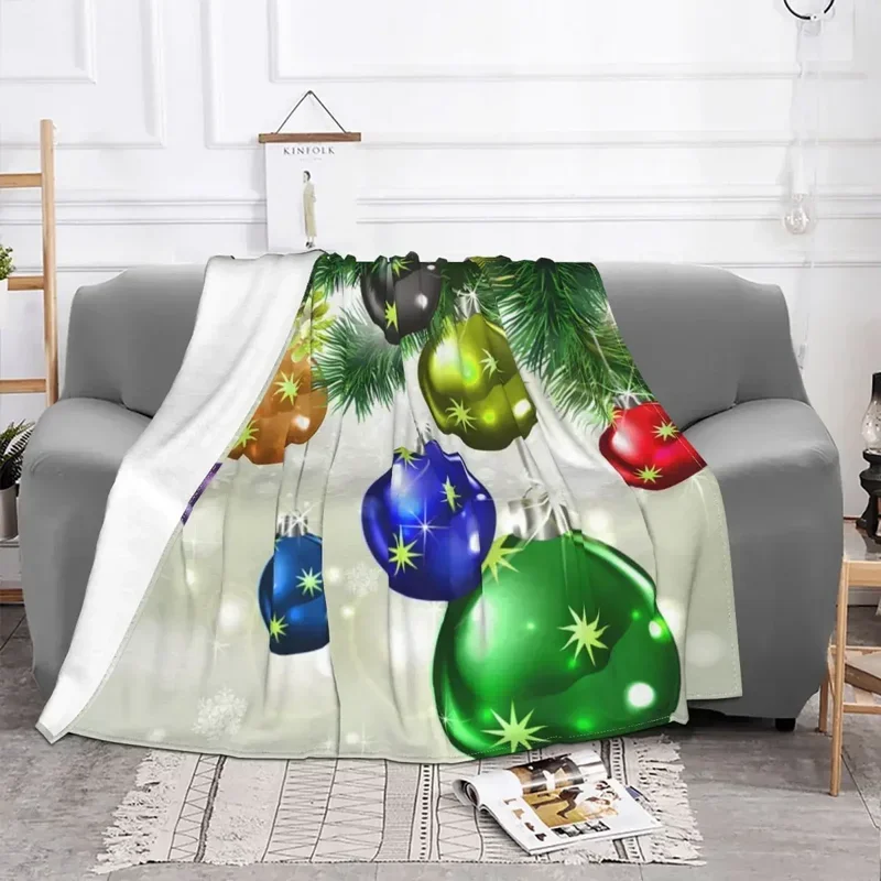 Merry Christmas Balloons Blanket Fleece Summer Air Conditioning Nordic New Year Lightweight Throw Blankets for Bed Car Back Piec