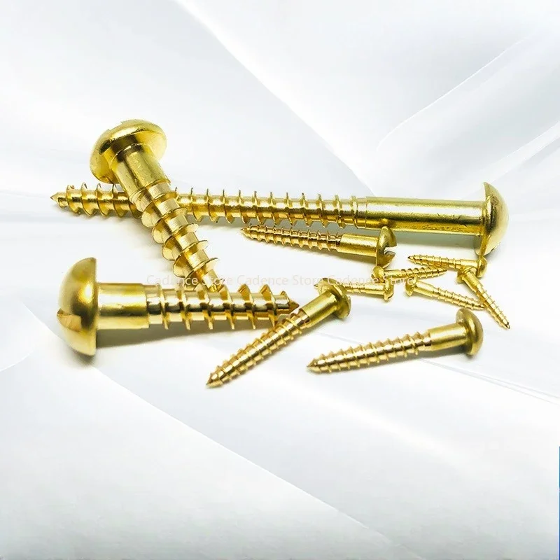

Uxcell 20/50pcs M4 M5 M6 Wood Screws Slotted Round Head Brass Self-Tapping Screw for Woodworking