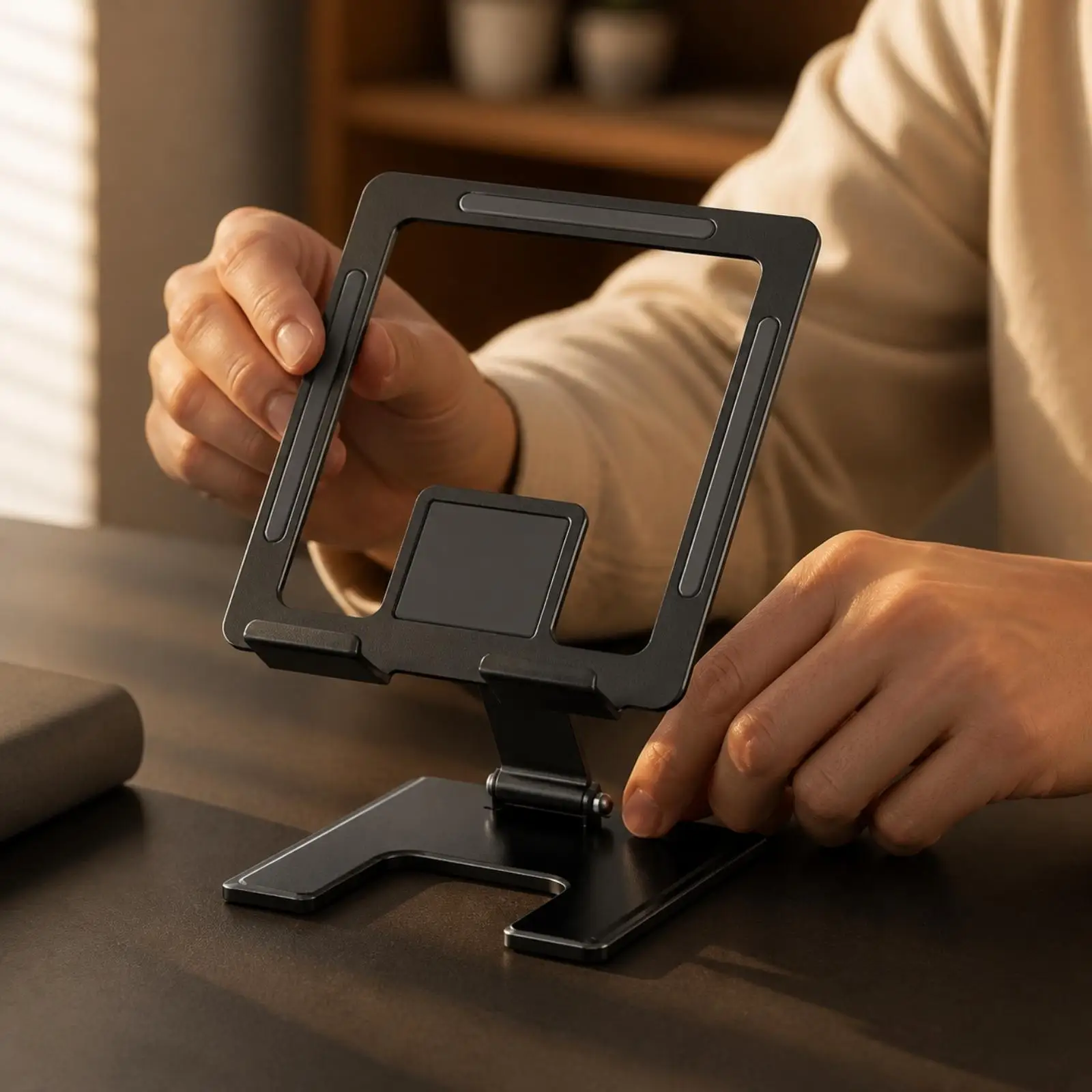 Adjustable Foldable Tablet Stand Full Metal Portable Desktop Dock 360 Swivel with Anti Slip Pads for Reading