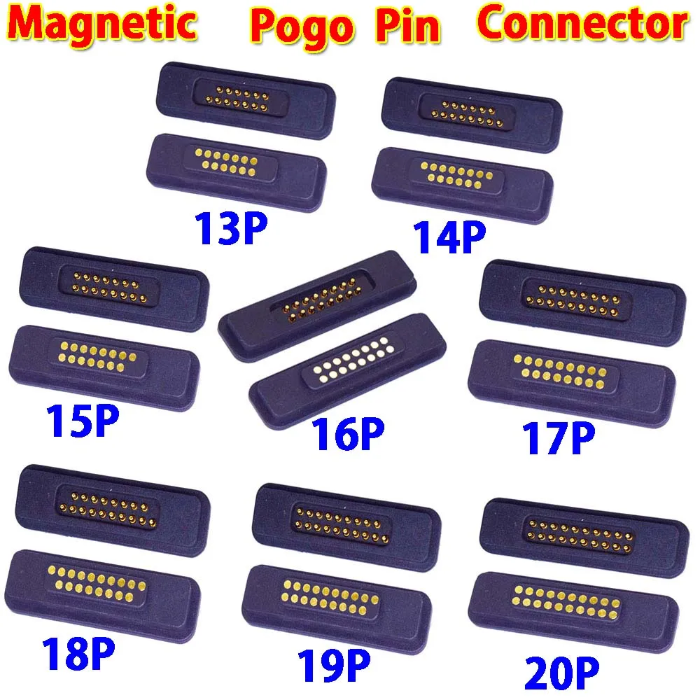 

1Pair 13Pin 14Pin 15P 16P 17Pin 18Pin 19Pin 20Pin Waterproof Magnetic Pogo Pin Connector 2A Male Female Spring Loaded DC Power S