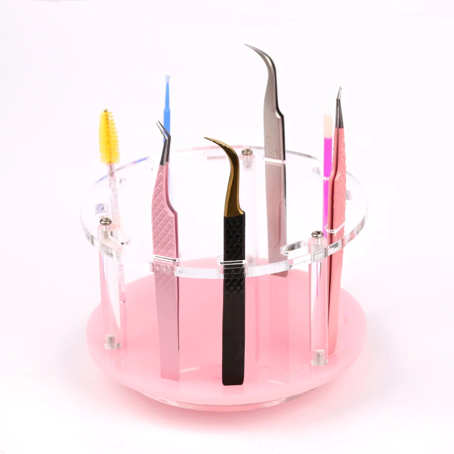 Lash Extension 12 Holes 360° Rotatable Eyebrow Tweezers Storage Holder Acrylic Stand Shelf Eyelashes Accessories Makeup Tools