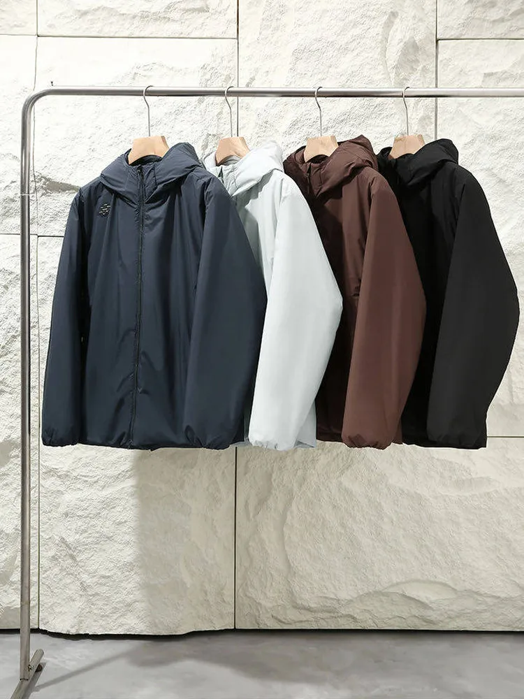 Waterproof Windproof Cotton Jacket for Men Outdoor Sports Hoodie Pure Color Warmth Youth Style Long Sleeve Standard Fit