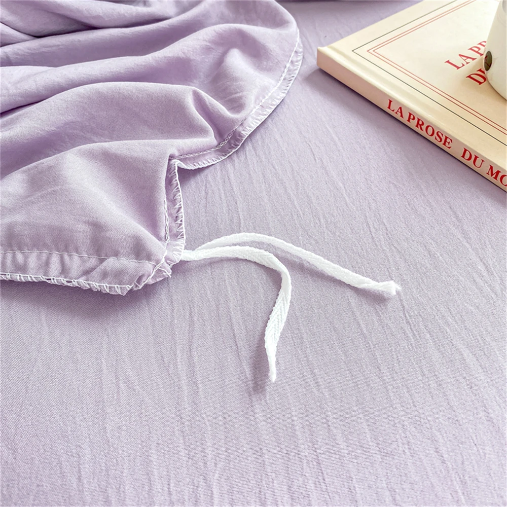 Home Textiles Soft Four-piece Bedding Set Pillowcase Purple Washed Cotton Flower Duvet Cover for Children Women Men Bed Sheet