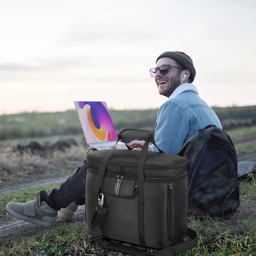 حقيبة حمل محطة طاقة محمولة مقاومة للغبار مع حزام كتف ومقبض لـ Ecoflow Delta 3 Plus/مولد الطاقة الشمسية Delta 2