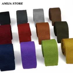 Colourful Men's Knitted Tie Burgundy Black Knit Necktie Solid Color 6cm Narrow Slim Skinny Woven Plain Cravate For Man Accessori