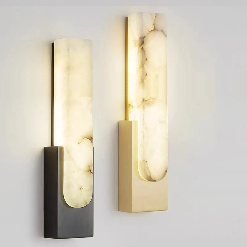 

Мармуровый настенный светильник с испанским имитацией 2025, минималистичный фон для спальни, прикроватная лампа, роскошный настенный светильник для гостиной