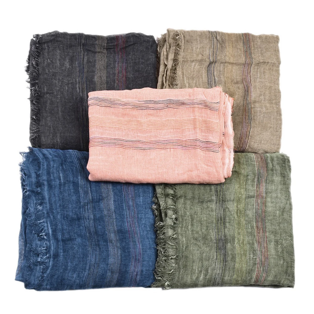 

2Pcs Solid Linen Scarf Soft Comfortable Women Shawl Beach Travel Unisex SunBlock Gift Fashion Accessory