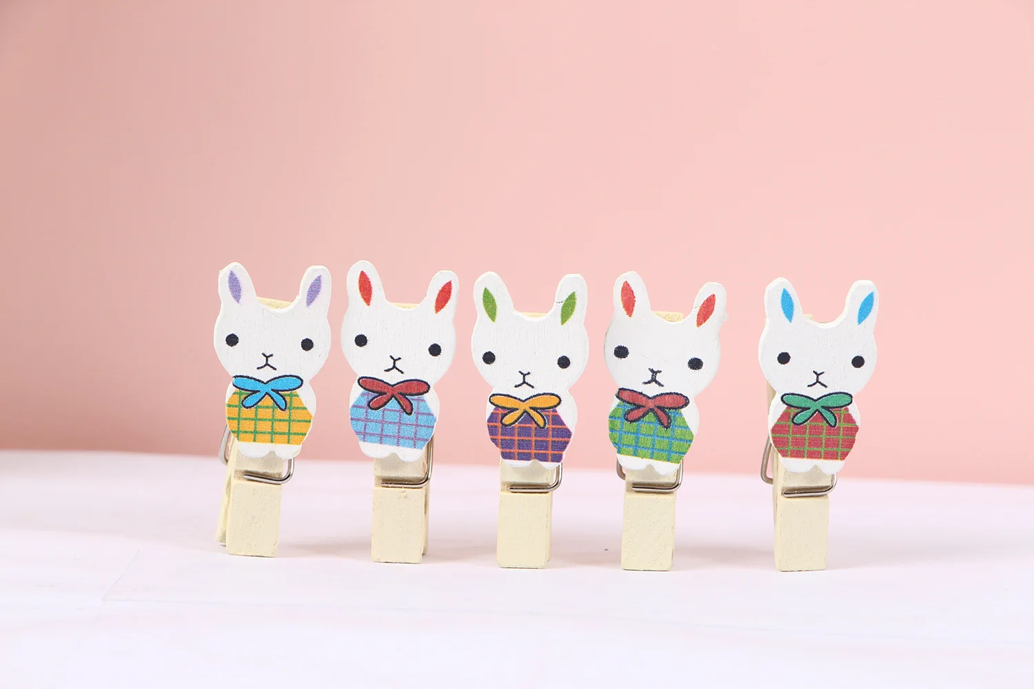 10 pcs/ 1lot Cute cartoon rabbit cat plant Wood Clip Set / Cute Wooden Paper Clips / Small Craft Photo Pegs Kawaii Stationery