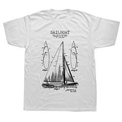 Funny Vintage Patent Cool Retro Sailboat Sailing T Shirts Graphic Cotton Streetwear Short Sleeve Birthday Gifts Summer T-shirt