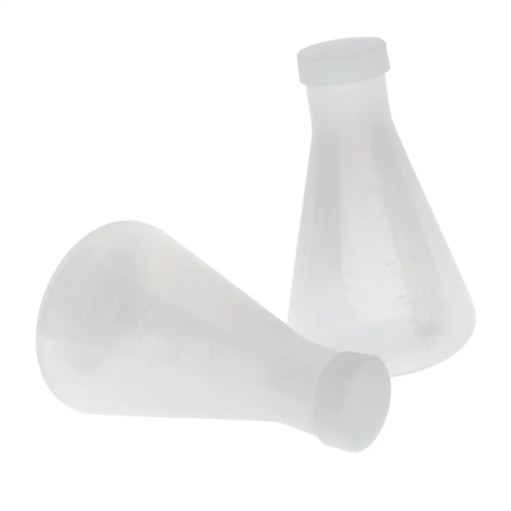 Graduated Plastic Science Lab Material 250ml Conical Flask with Lid Single Mouth for Chemistry Education