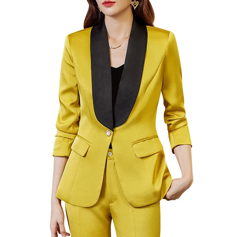 

2026Spring Autumn Office Lady Blazer Pant Sets 2 Piece Women's Suit Long Sleeved Professional Suit Jacket Long Pants Formal Set