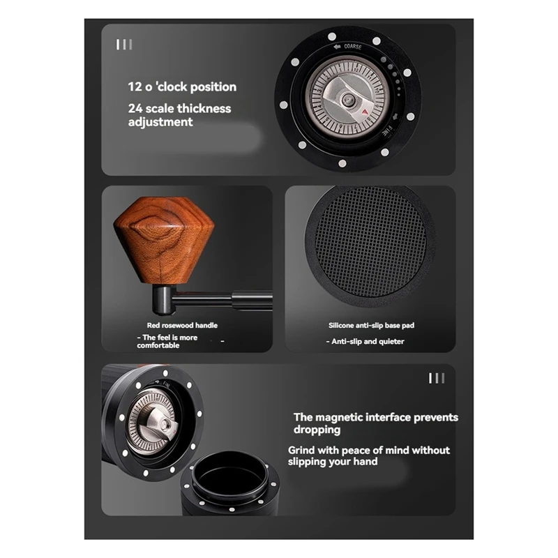 Hand-Cranked Coffee Grinder, CNC Fine Steel Grinding Core, Coffee Bean Grinder, Portable Folding Coffee Grinder,B-A28R