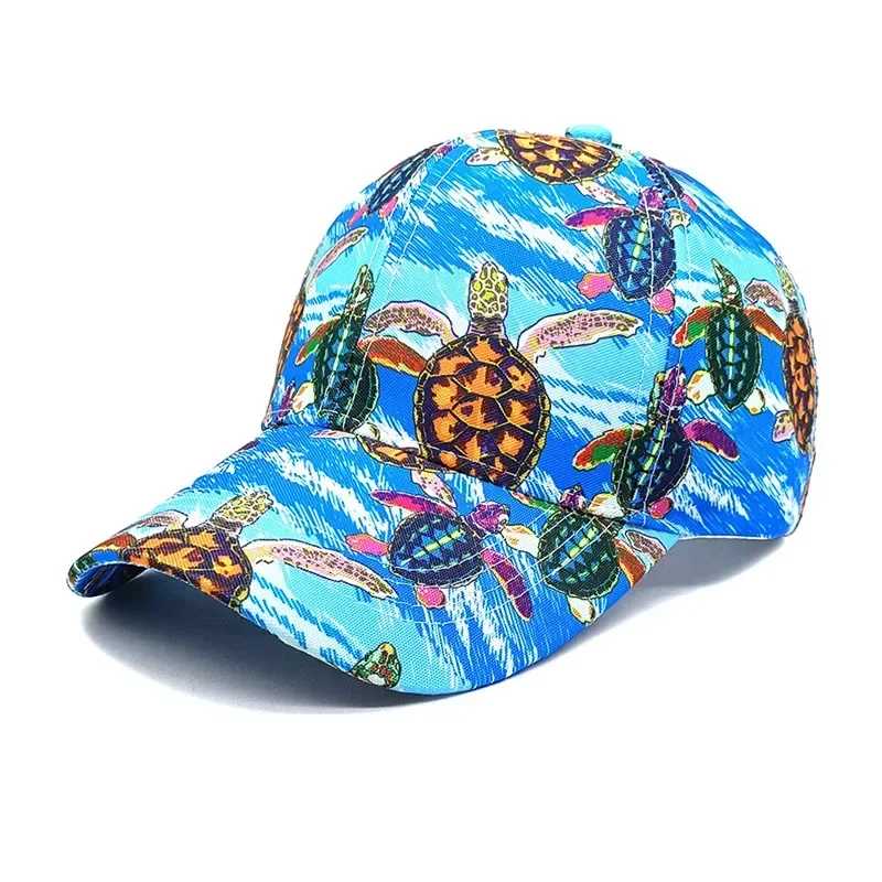 

Polyester Cartoon Turtle Print Casquette Baseball Cap Adjustable Outdoor Snapback Hats for Men and Women 33