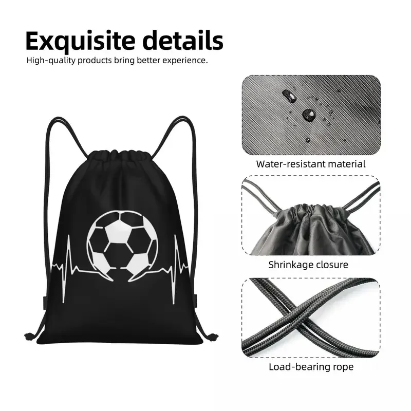 My Heart Beats For Soccer Drawstring Backpack Sports Gym Bag for Men Women Training Sackpack